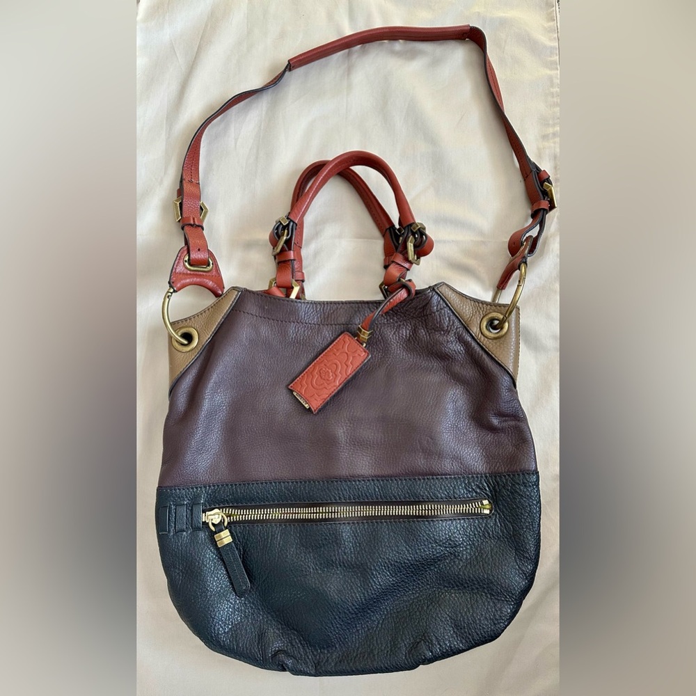 orYANY Selina Leather Hobo Purse Satchel  Handbag Brown Black Color Block